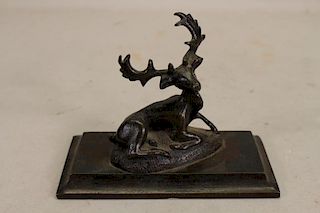 Bronze Reclining Elk Figure