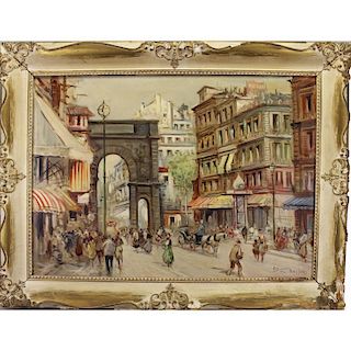 Early 20th C. Paris Street Scene with Figures