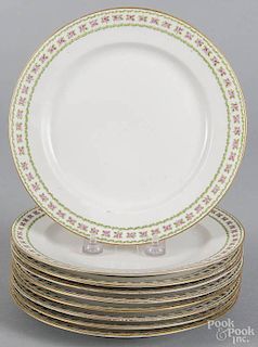Seven Lenox Floralia plates, 10 1/2'' dia., together with nine Limoges plates, 8 1/2'' dia.