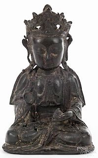 Chinese bronze Buddha, 7'' h.