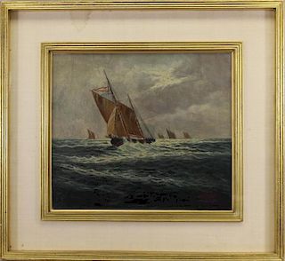 E. Lemke 1928 Signed Nautical Scene