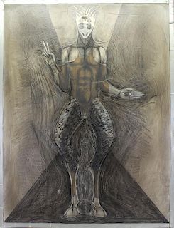 Large 20th C. Surrealist Figural Painting