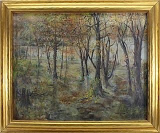 Signed, American School Ptg of Wooded Landscape
