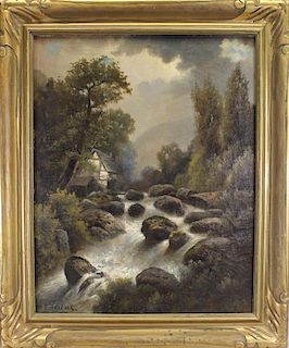 E. Fredrick, Signed 19th C. River Landscape