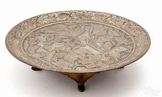 Japanese Meiji period bronze footed tray, 2 1/2'' h., 10 1/4'' w.