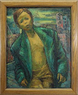 Ross, Signed 20th C. Painting of a Young Boy
