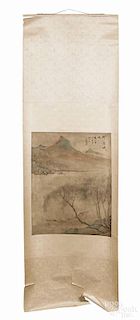 Two Oriental watercolor landscape scrolls, 20th c.