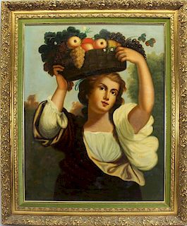 After Bouguereau, Young Girl with Basket of Fruit