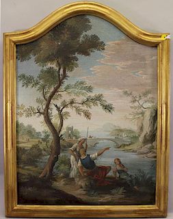 Old Master Style River Landscape With Figures