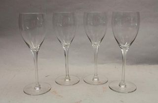 (4) Signed Cartier Wine Glasses