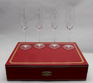 Signed Cartier Boxed Champagne Flutes (4) Set