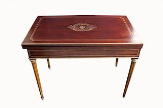 Antique Signed French Inlaid Game Table