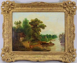 F. Brown, Antique American River Landscape