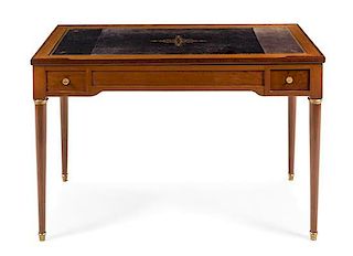 A Louis XVI Style Walnut Tric-Trac Table Height 28 1/2 x width 43 3/4 x depth 22 1/4 inches.