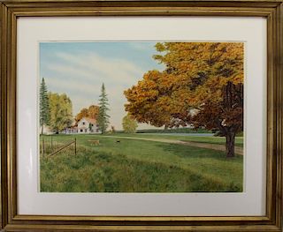 Juergens, Signed Rural Landscape with Dogs Playing