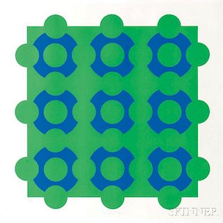 Victor Vasarely (Hungarian/French, 1908-1997)  Untitled (Blue and Green)