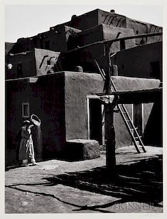 Ansel Adams (American, 1902-1984)  Winnowing Grain, Taos Pueblo, New Mexico