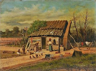 William Aiken Walker (American, 1838-1921)  Sharecroppers' Cabin with Family