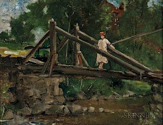 Julian Alden Weir (American, 1852-1919)  The Old Bridge
