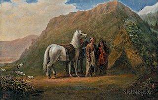 Attributed to Alfred Jacob Miller (American, 1810-1874)  Indian Encampment