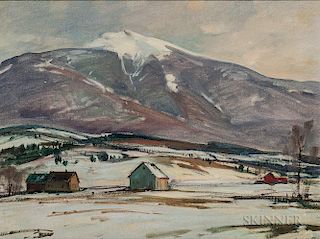Aldro Thompson Hibbard (American, 1886-1972)  Winter, Mt. Mansfield and West River Valley, Vermont