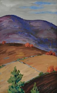 Charles Hovey Pepper (American, 1864-1950)  Autumn Landscape with Fields and Purple Mountain