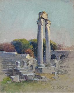 Mabel May Woodward (American, 1877-1945)  Two Watercolors: Gothic Ruins