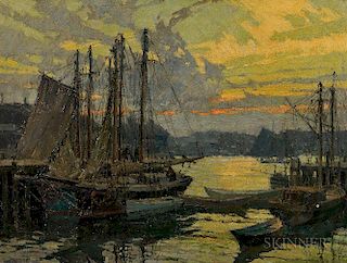 Frederick John Mulhaupt (American, 1871-1938)  Harbor View at Sunset