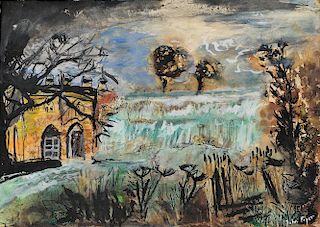 John Piper (British, 1903-1992)  Landscape with a Waterfall