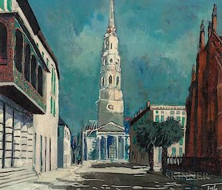 Karl Zerbe (American, 1903-1972)    St. Philip's, Charleston