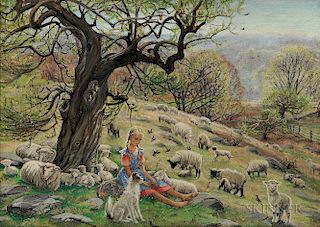 Lauren Ford (American, 1891-1973)  Good Little Shepherdess