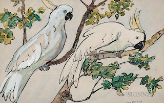 Jane Peterson (American, 1876-1965)  Two Cockatoos