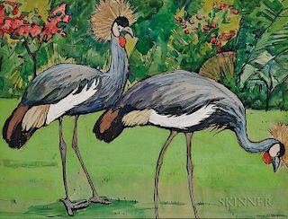 Jane Peterson (American, 1876-1965)  Grey Crowned Cranes