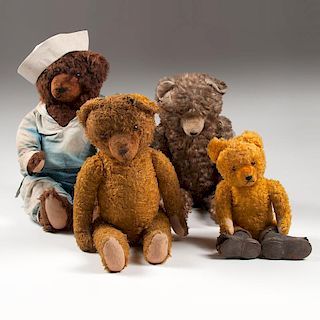 American Plush Teddy Bears, Lot of Four