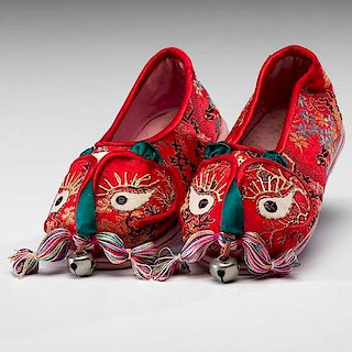 Pair of Red Silk Slippers 