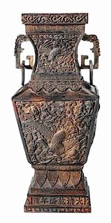 Chinese Bronze Phoenix Vase