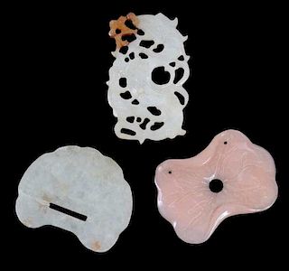 Three Carved Chinese Jade/Hardstone Plaques