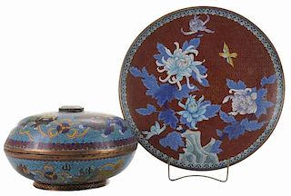 Cloisonne Covered Box and Charger