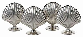 Four Tiffany Sterling Shell Place Card Holders