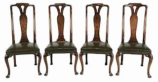 Set of Four George I Walnut Side Chairs