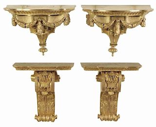 Two Pair of Gilt Wall Brackets