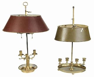 Two Bouillotte Lamps with Metal Shades