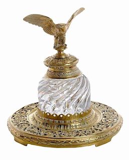 Crystal and Glass Eagle Inkwell