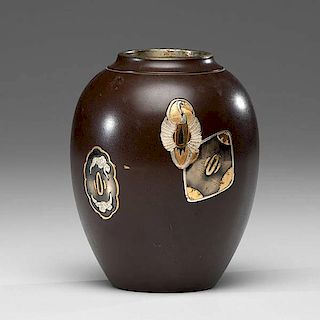 Japanese Meiji Mixed Metal Vase 