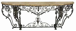 Marble Top Wrought Iron Console Table