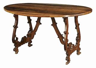 Continental Baroque Walnut Trestle Table