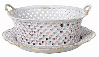 Chinese Export Reticulated Basket and Tray