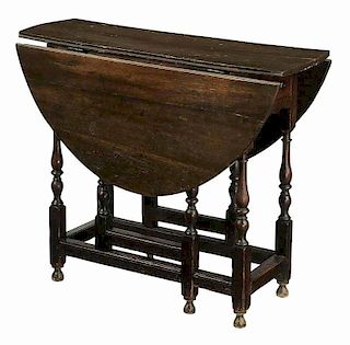 William and Mary Oak Drop Leaf Table