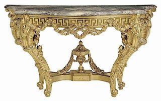 Louis XV Style Gilt Wood Marble Top Console