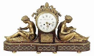 Louis Philippe Gilt Bronze and Marble Clock